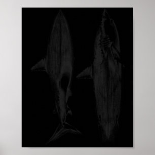 Shark surfboard fin design cool surfer ocean beach poster