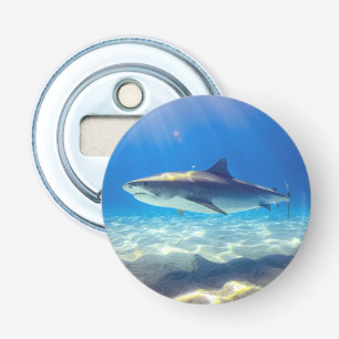 Shark Swimming Blue Ocean Water Bottle Opener