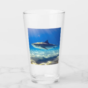 Shark Swimming Blue Ocean Water Glass