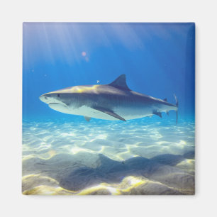 Shark Swimming Blue Ocean Water Magnet