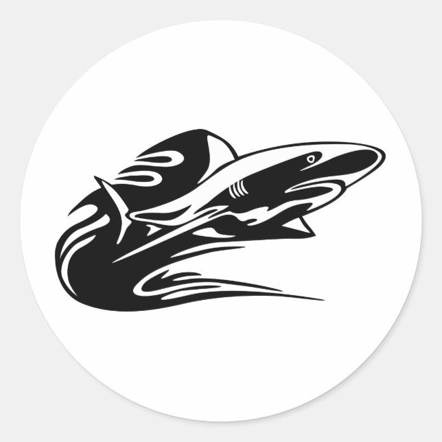 Shark swimming classic round sticker (Front)