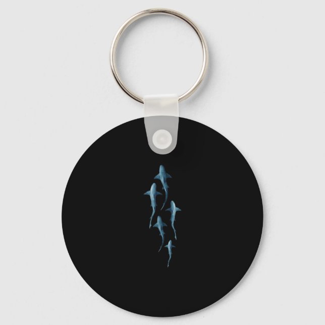 Shark - Swimming Sharks Cute Funny Gift Key Ring (Front)