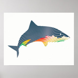Shark Swoosh Illustration Poster