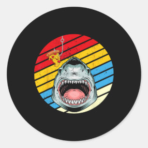 Shark Tee Fish Pizza Retro Vintage Pizzeria Pizza Classic Round Sticker