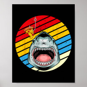 Shark Tee Fish Pizza Retro Vintage Pizzeria Pizza Poster
