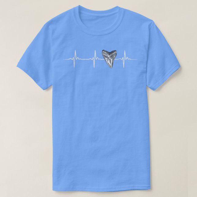 Shark Teeth Collector Fossil Hunter Heart EKG  T-Shirt (Design Front)