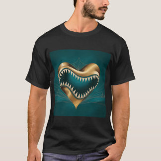 Shark Teeth Gold Heart T-Shirt