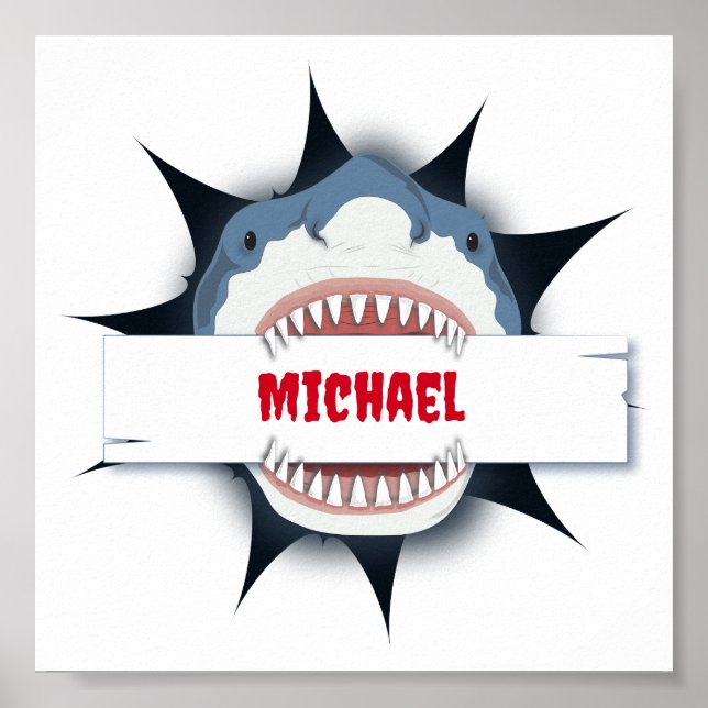 Shark Teeth Open Mouth Personalised Poster (Front)