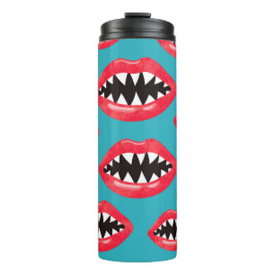 Shark Teeth Red Lips Pattern Thermal Tumbler