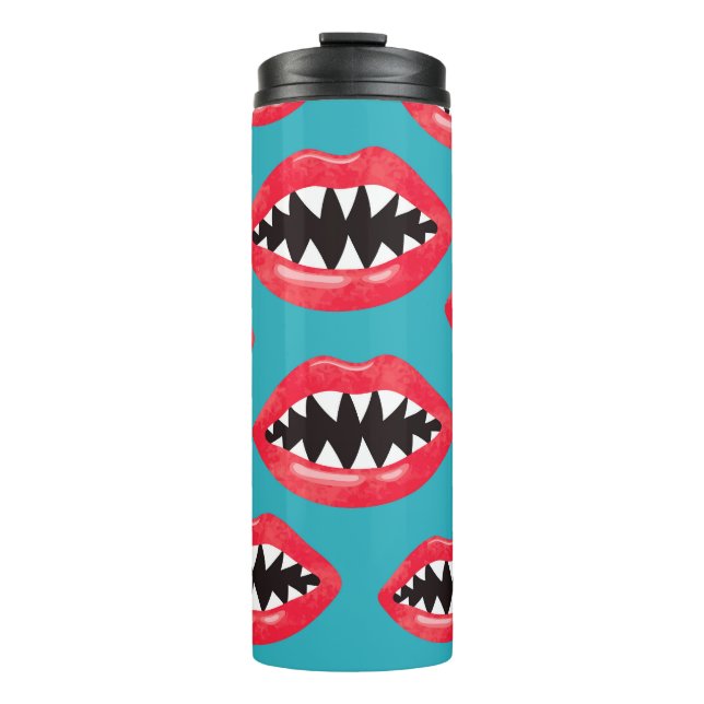Shark Teeth Red Lips Pattern Thermal Tumbler (Front)