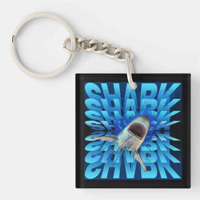 shark text effect typography  key ring (Front)