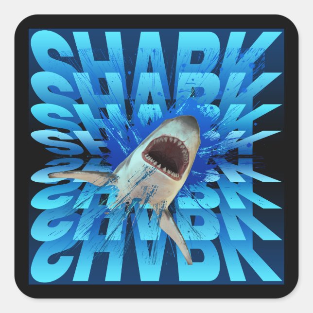 shark text effect typography  square sticker (Front)