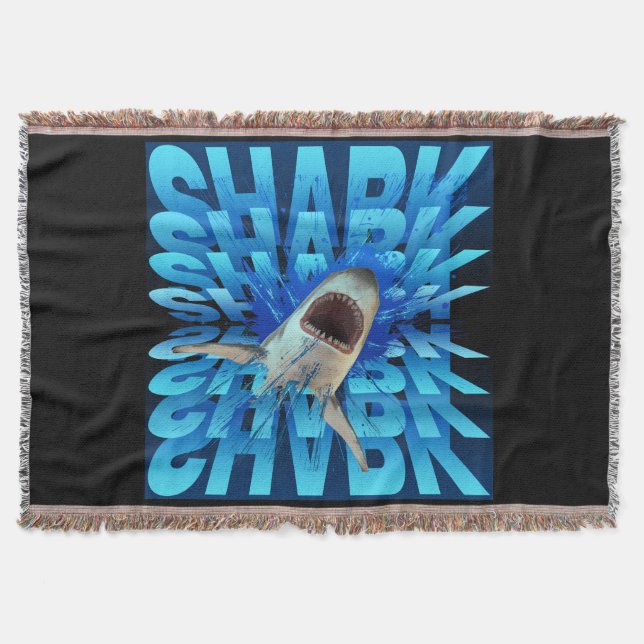 shark text effect typography  throw blanket (Front)
