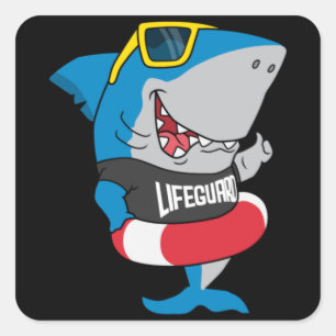 Shark the lifeguard square sticker