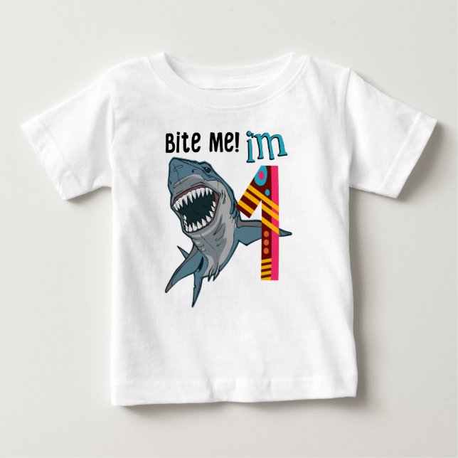 Shark Theme First Birthday Kids T-Shirt (Front)