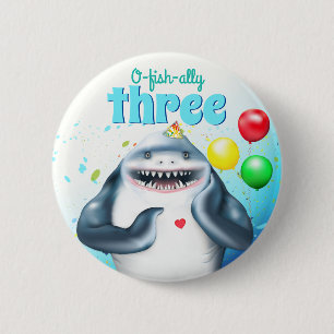 Shark Theme Kids Birthday 6 Cm Round Badge
