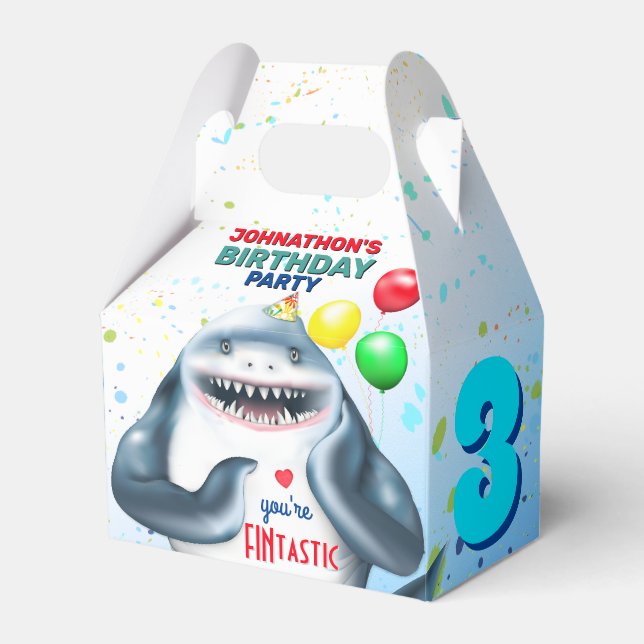 Shark Theme Kids Birthday Favour Box (Front Side)