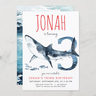 Shark Third Birthday Invitation