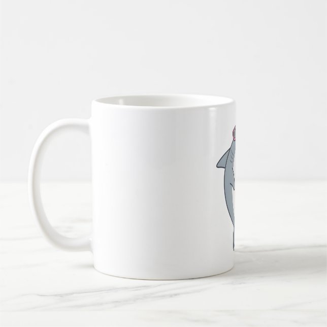 Shark Thumbs Up, Fin-tastic Dad Shark Pun Coffee Mug (Left)