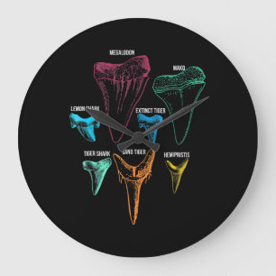 Shark Tooth Hunting - Crazy Shark Gifts Large Clock