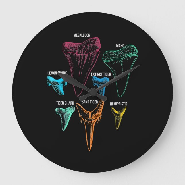 Shark Tooth Hunting - Crazy Shark Gifts Large Clock (Front)
