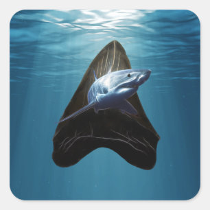 Shark Tooth Ocean Square Sticker