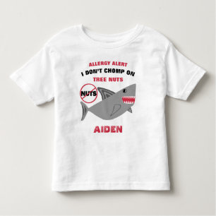 Shark Tree Nut Allergy Alert Personalised Boys Toddler T-Shirt