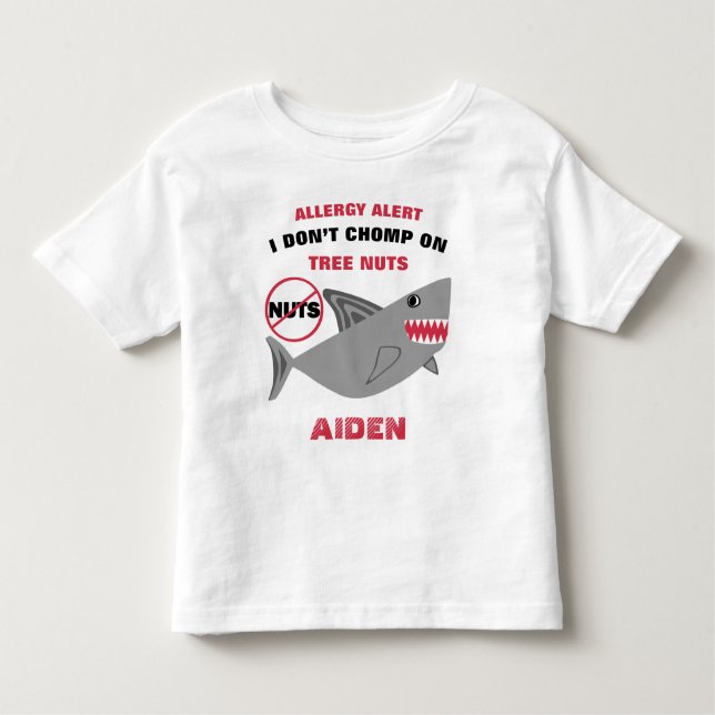 Shark Tree Nut Allergy Alert Personalised Boys Toddler T-Shirt (Front)