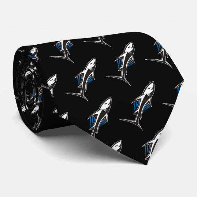 Shark Tribal Icon 1 Pattern Tie (Rolled)