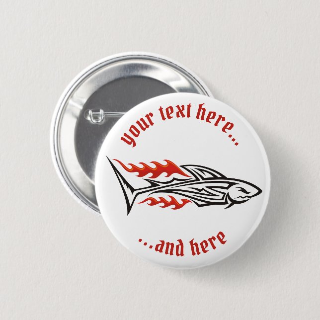 Shark Tribal Icon 2 6 Cm Round Badge (Front & Back)