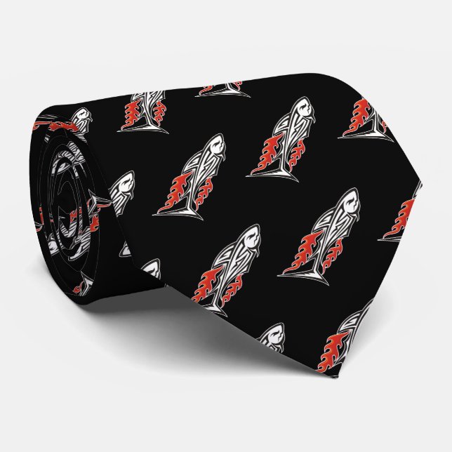 Shark Tribal Icon 2 Pattern Tie (Rolled)