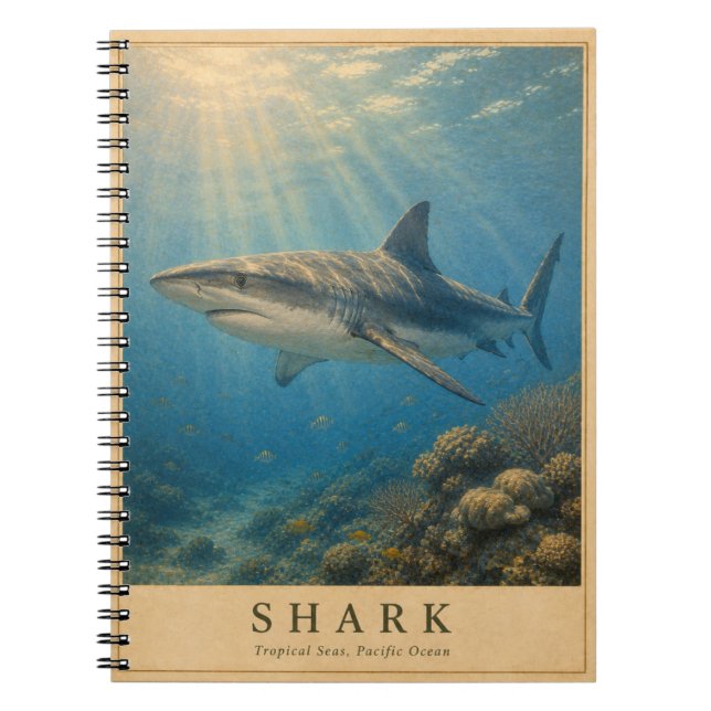 Shark Tropical Pacific VINTAGE Notebook (Front)