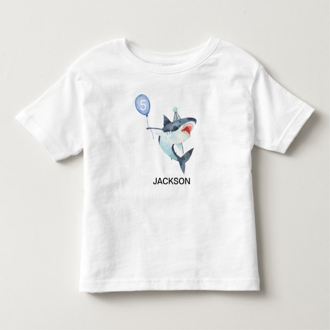 Shark Tshirt - Editable Number - Birthday Tee (Front)