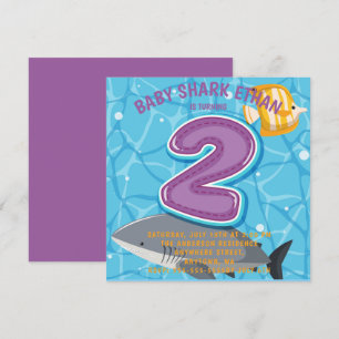Shark Under The Sea 2nd Birthday Party Invitation