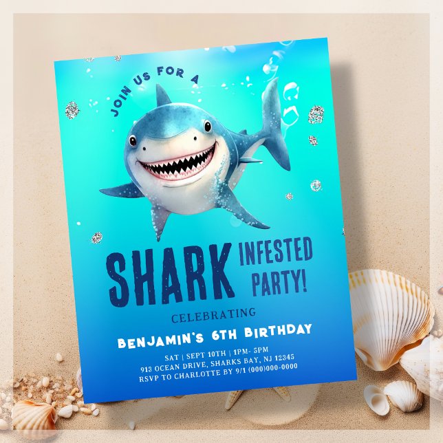 Shark Under The Sea Birthday Budget Invitation (Creator Uploaded)