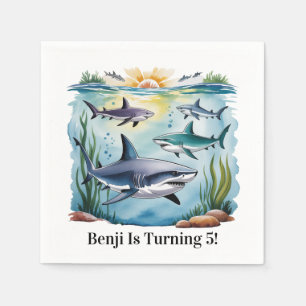 Shark Under The Sea Boy Birthday Napkin