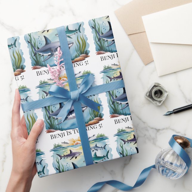 Shark Under The Sea Boy Birthday Wrapping Paper (Gifting)