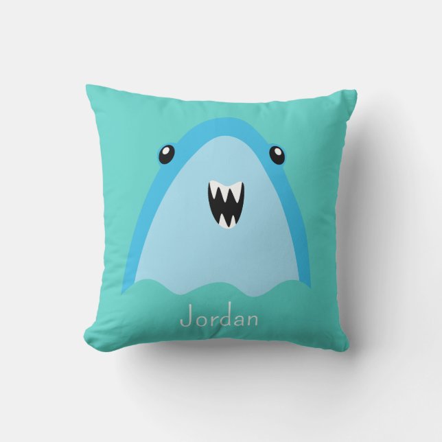 Shark Under The Sea Cute Personalised Pattern Cushion (Front)