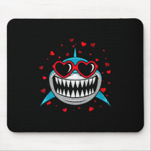Shark Valentine Sungles Heart Cute Lovers Mouse Pad