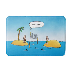 Shark Volleyball Funny Cartoon Bath Mat