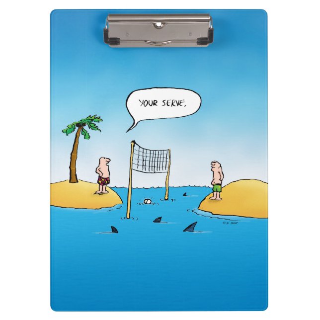 Shark Volleyball Funny Cartoon Clipboard (Front)