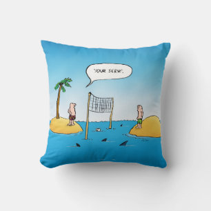 Shark Volleyball Funny Cartoon Cushion