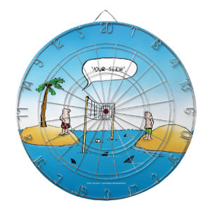 Shark Volleyball Funny Cartoon Dartboard