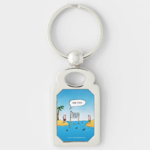 Shark Volleyball Funny Cartoon Key Ring