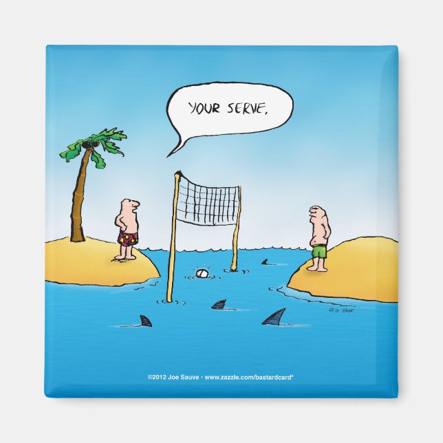 Shark Volleyball Funny Cartoon Magnet (Front)