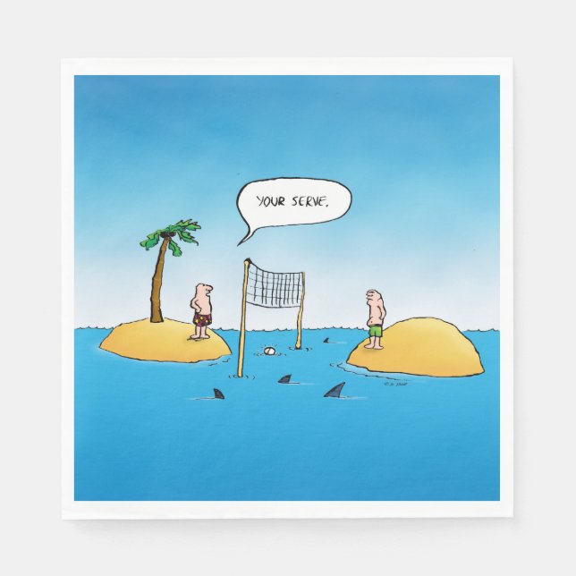 Shark Volleyball Funny Cartoon Napkin (Front)