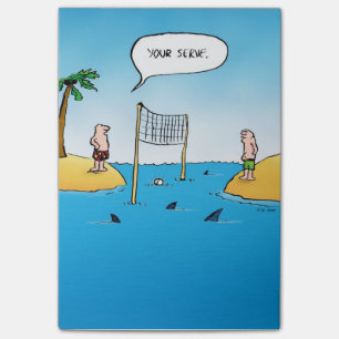 Shark Volleyball Funny Cartoon Post-it Notes