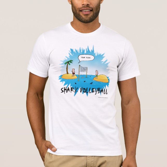 Shark Volleyball Funny Cartoon T-Shirt (Front)
