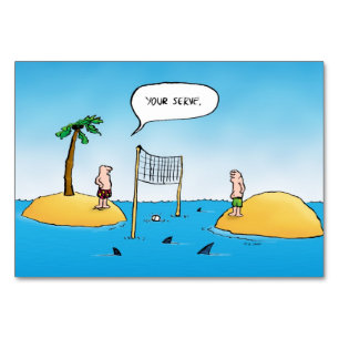 Shark Volleyball Funny Cartoon Table Number