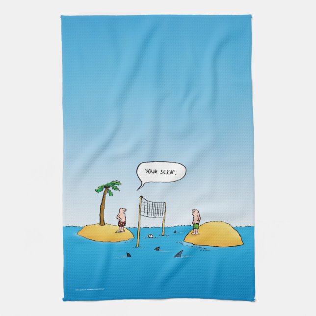 Shark Volleyball Funny Cartoon Towels (Vertical)